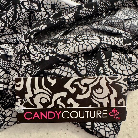 Black and White Lace Design Candy Couture Tank Top, Womens Size XLarge - Picture 4 of 8